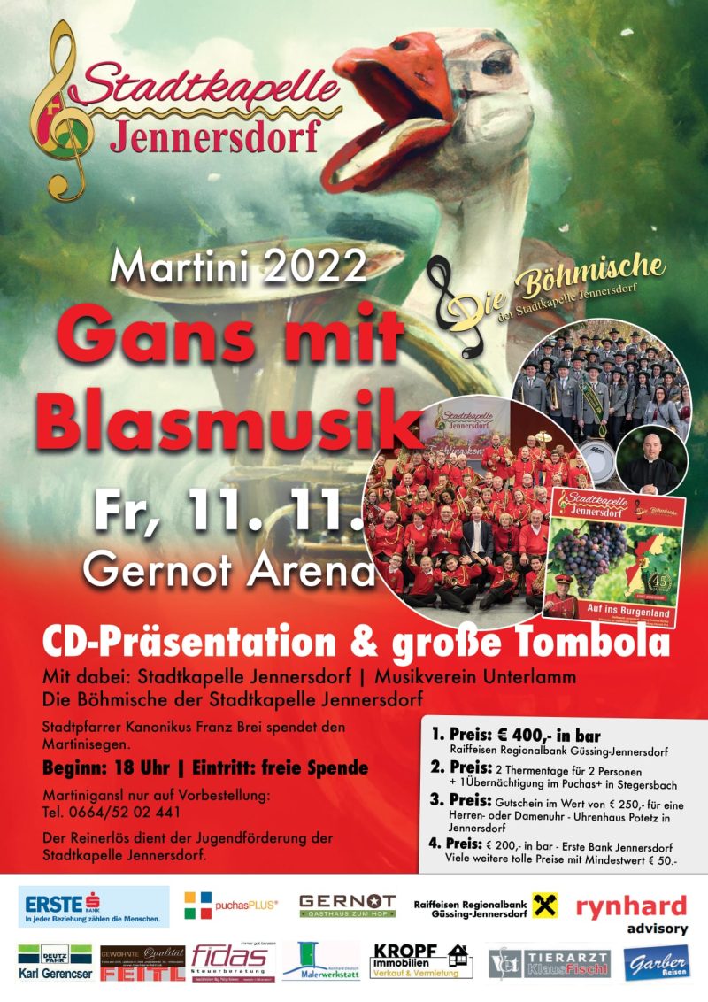 Mar­ti­ni 2022 – Gans mit Blasmusik / Stadtgemeinde Jennersdorf